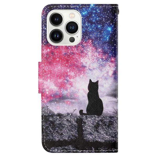 Wonderland iPhone 14 Pro Max Flippetui - Starry Sky / Katt