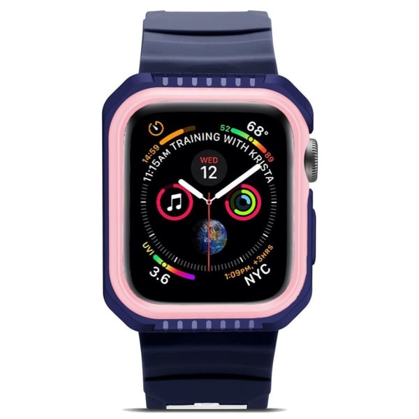 Apple Watch Series 4 40mm erstatnings urramme i silikone - Blå/Lyserød