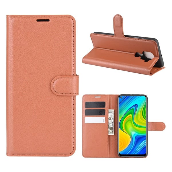 Classic Xiaomi Redmi Note 9 flip etui - Brun