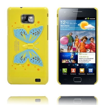 Butterfly Wings - Foldbar Holder (Gul) Samsung Galaxy S2 Cover