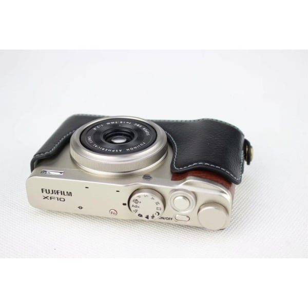 Fuji XF10 puoliksi suojaava laukku aidosta nahasta - Musta