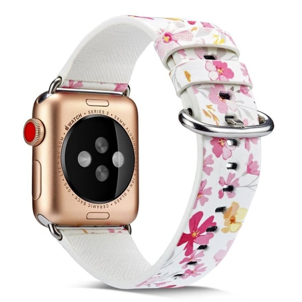 Apple Watch Series 4 40mm erstatnings urrem i læder med mønster - Stil D Apple Watch Series 4 40mm erstatnings urrem i læder med mønster - Stil D