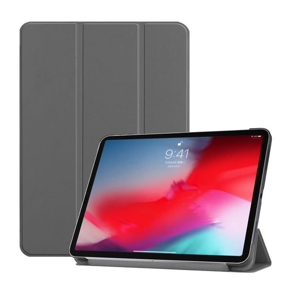 iPad Pro 11 inch (2018) kolmio taivutettava ohut synteetti nahkainen tabletti suojakuori - Harmaa iPad Pro 11 inch (2018) kolmio taivutettava ohut synteetti nahkainen tabletti suojakuori - Harmaa