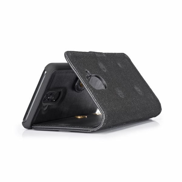 DG MING Huawei Mate 20 Lite beskyttelses deksel av behandlet kuskinn og plastikk med 2 i 1 design - svart