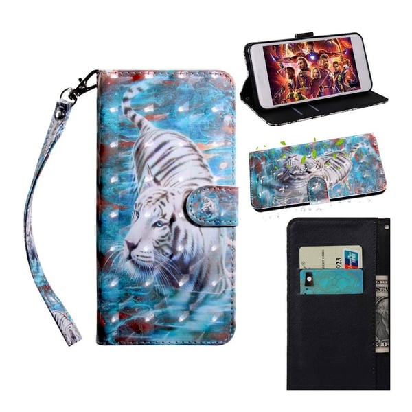 Samsung Galaxy S10 lysspot decorations læder flip etui - Tiger