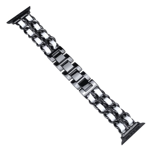 Apple Watch Series 5 44mm kudoskuvioinen kellonauha - Musta / Valkoinen