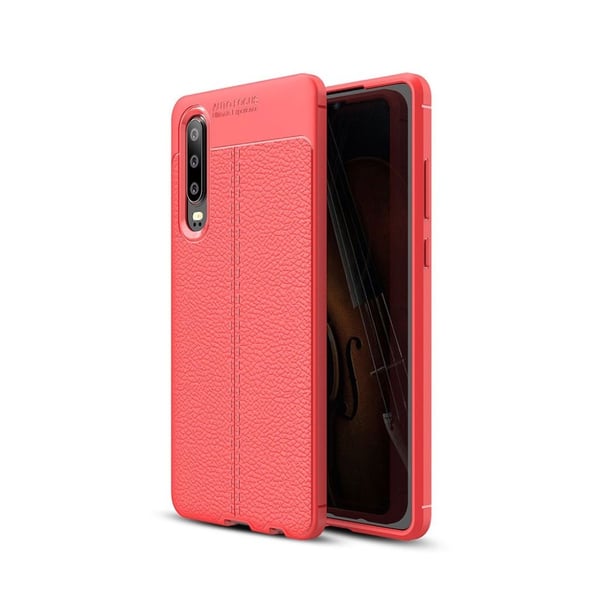 Huawei P30 litsi grain pehmeä Suojakotelo - Punainen Huawei P30 litsi grain pehmeä Suojakotelo - Punainen
