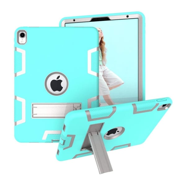 iPad Pro 11 inch (2018) iskukestävä renkaan rakenne hybriidi muovinen suojakuori jalkatuella - Cyaani iPad Pro 11 inch (2018) iskukestävä renkaan rakenne hybriidi muovinen suojakuori jalkatuella - Cyaani