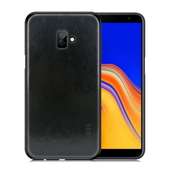 Samsung Galaxy J6 Plus (2018) MOFI hybriidi muovinen takasuoja kuori pinnoitettu retro synteetti nahalla - Musta