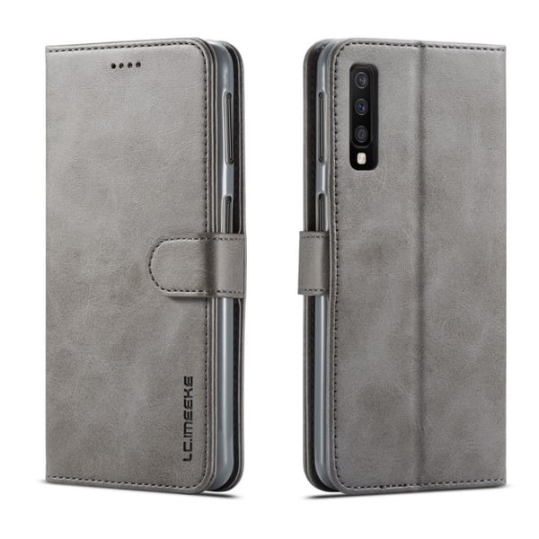 LC.IMEEKE Samsung Galaxy A7 (2018) læder flip etui - Grå