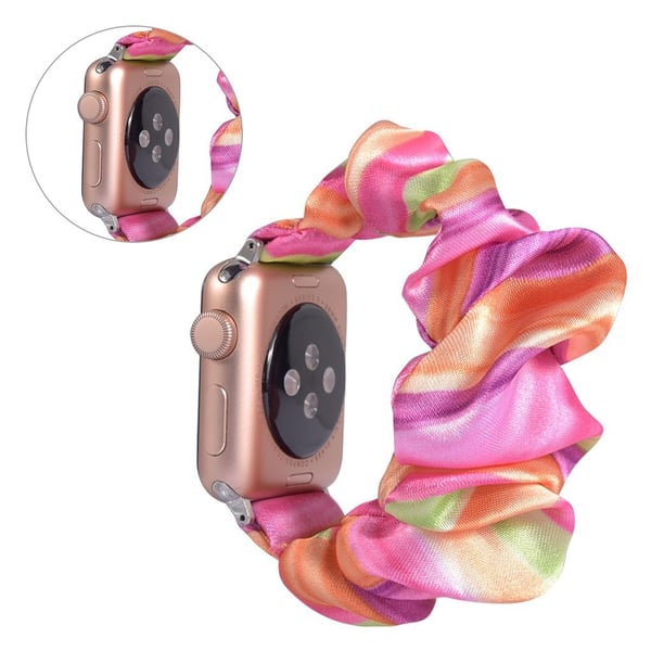 Apple Watch Series 5 40 mm klokkerem med kult tøymønster - Rose / Grønn / Oransje