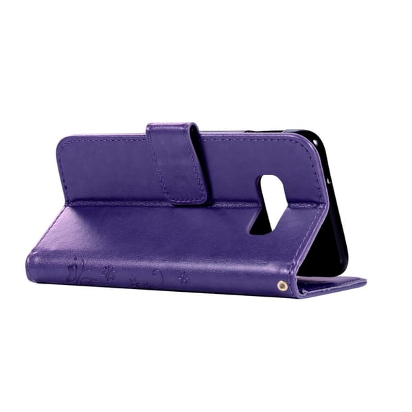 Samsung Galaxy S10e sommerfugle- og blomstertryk læder flip etui - Lilla