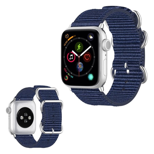 Apple Watch Series 5 44mm stribe Mønster nylon urrem - Mørkeblå Apple Watch Series 5 44mm stribe Mønster nylon urrem - Mørkeblå