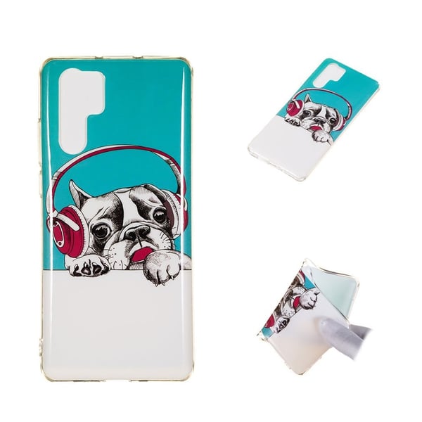 Huawei P30 Pro lysende gløde mønster etui - Hund Hører Musik