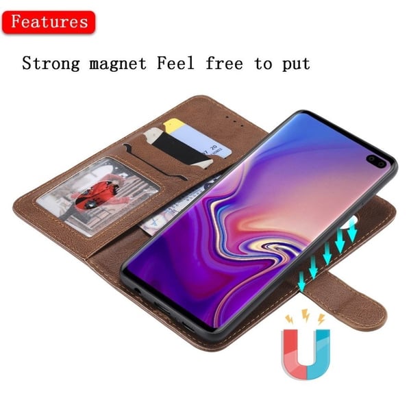 Samsung Galaxy s10 Plus Skinnetui Med Avtagbar Stropp - Brun