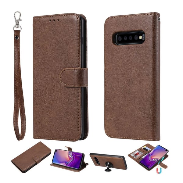Samsung Galaxy s10 Plus Skinnetui Med Avtagbar Stropp - Brun