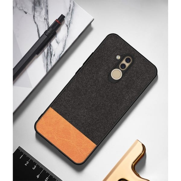 Huawei Mate 20 Lite stof tekstur etui - Sort / Brun