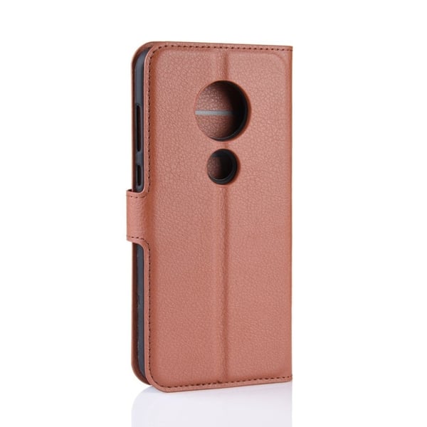 Motorola Moto G7 Litchi Skinnetui - Brun