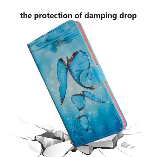 Samsung Galaxy S10 Plus vaalea piste koriste nahkainen flip Suojakotelo - Sininen Perhonen