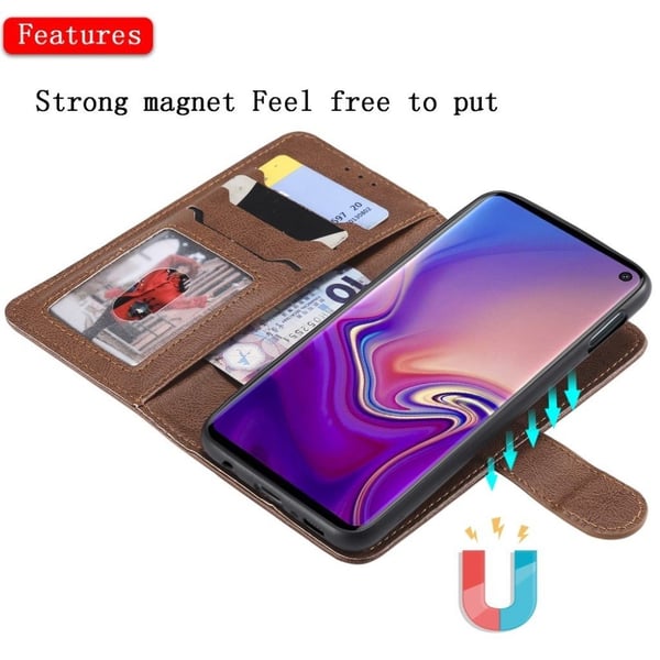 Samsung Galaxy S10e dæk mønster hybrud etui - Brun