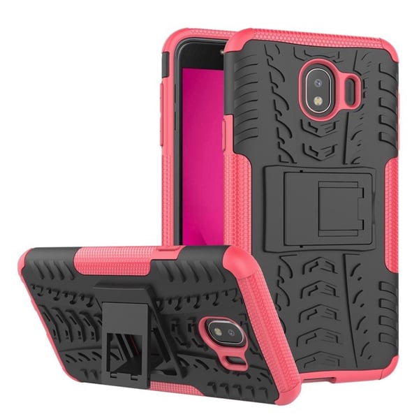 Samsung Galaxy J4 (2018) snyggt hybridskal med däckavtryck - Rosa Samsung Galaxy J4 (2018) snyggt hybridskal med däckavtryck - Rosa