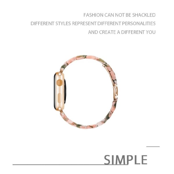 Apple Watch Series 5 44 mm fasjonabelt armbånd - Rosa / Grønn