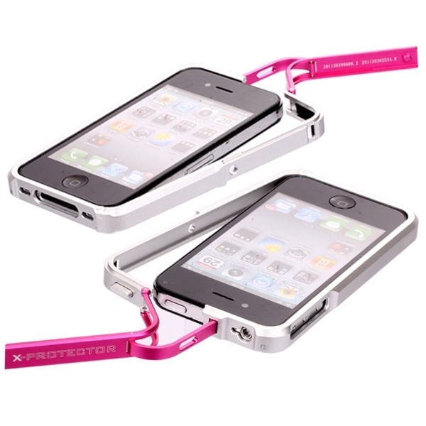 FiiO X-Fighter (Red Half) Alu-støtfanger for iPhone 4/4S - Rosa