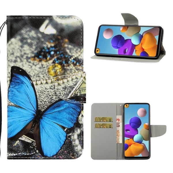 Wonderland Samsung Galaxy A21s kotelot - Sininen Perhonen