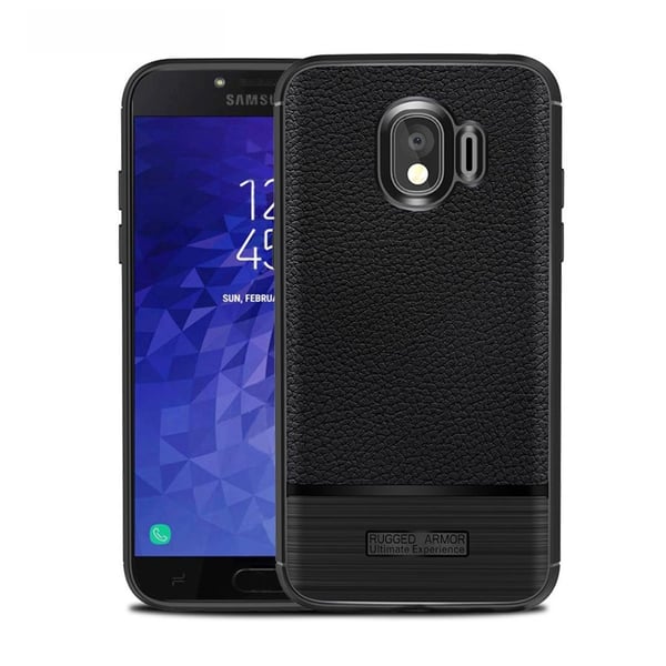 Samsung Galaxy J4 (2018) skal med borstad litchi textur - Svart Samsung Galaxy J4 (2018) skal med borstad litchi textur - Svart
