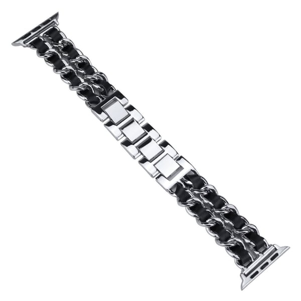 Apple Watch Series 5 40mm vævet Mønster urrem - Sølv / Sort