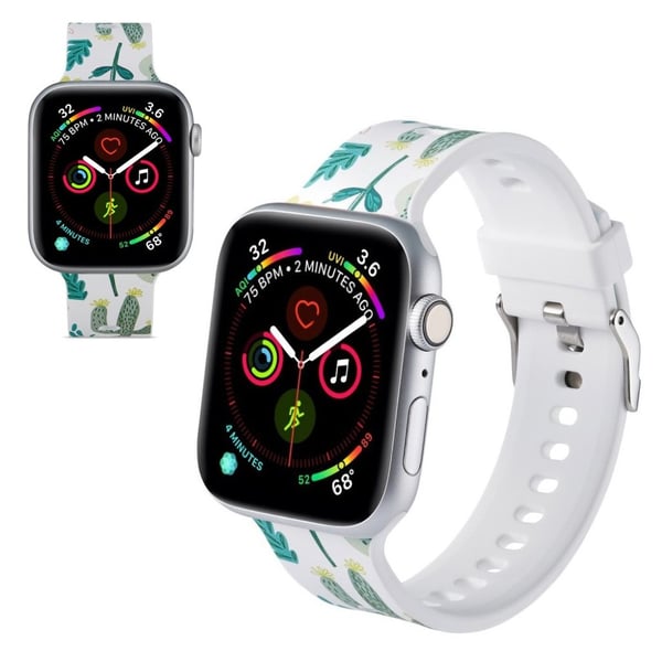 Apple Watch Series 5 44 mm mønsterarmbånd i silikon - Kaktus