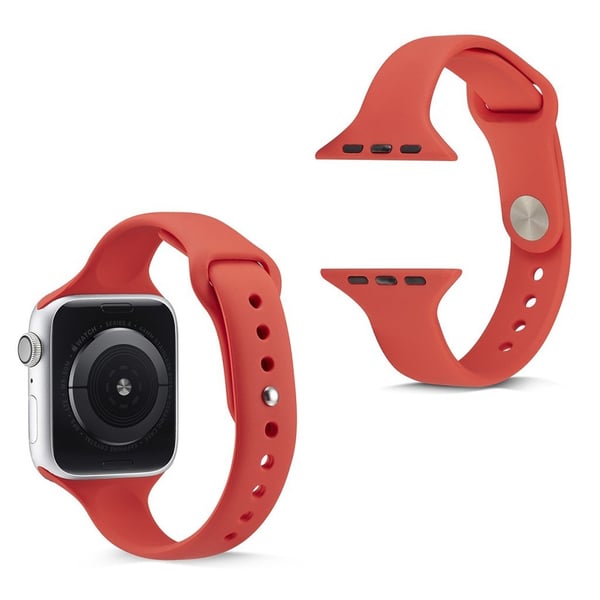 Apple Watch Series 5 44mm kapea silikoninen kellonauha - Punainen