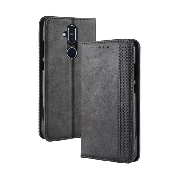 Nokia 8.1 vintage stil flipveske - svart