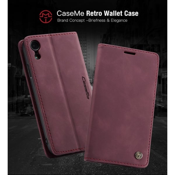 CASEME iPhone Xr læder flip cover - Vinrød