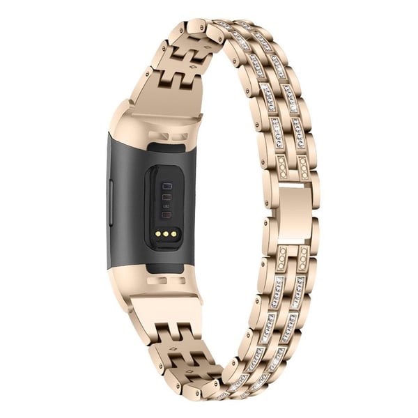Fitbit Charge 3 strassi ruostumattomasta teräksestä valmistettu ranneke - Kulta