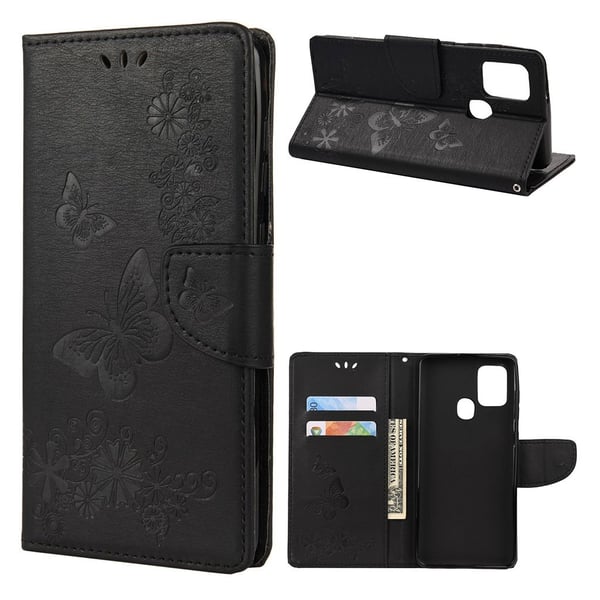 Butterfly Samsung Galaxy A21s skinnveske - Svart