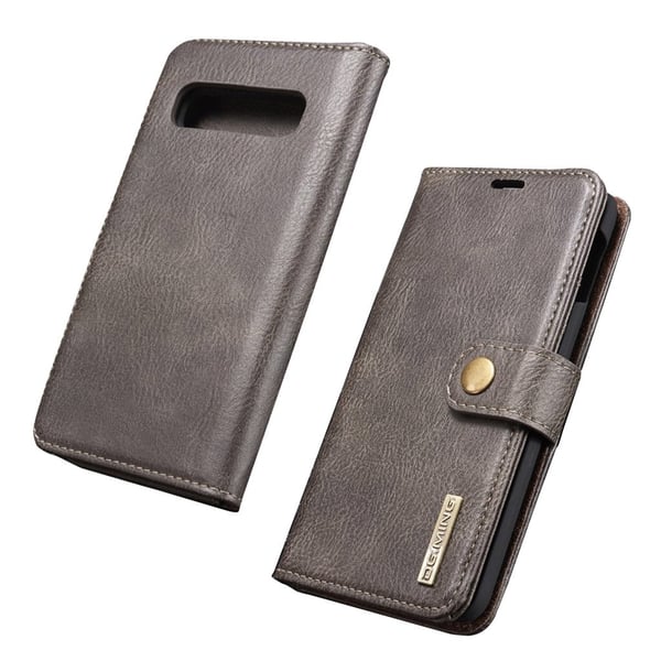 DG.MING Samsung Galaxy S10 Plus 2-in-1 haljasnahkainen suojakotelo - Harmaa