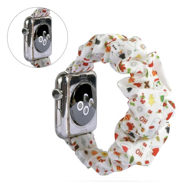 Apple Watch Series 5 44 mm mønsterklokkebånd i tøy - Juleelementer I Rødt
