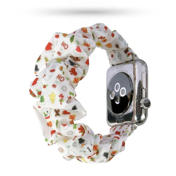Apple Watch Series 5 44 mm mønsterklokkebånd i tøy - Juleelementer I Rødt