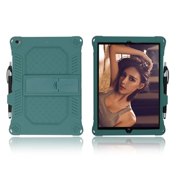 iPad 10.2 (2019) / Air (2019) flip-etui i skinn med solid tema - Grønn