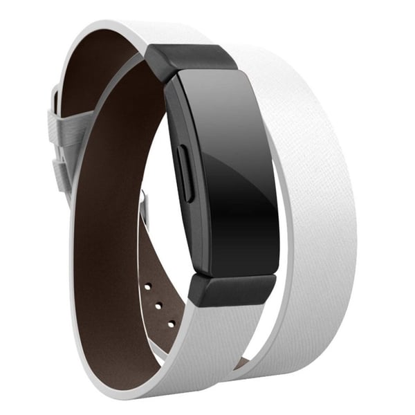 Fitbit Inspire / Inspire HR aito nahkainen ranneke - Valkoinen / Musta Solki Fitbit Inspire / Inspire HR aito nahkainen ranneke - Valkoinen / Musta Solki