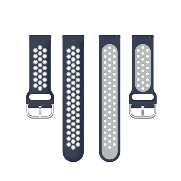 To-farget silikonklokkearmbånd for Samsung Watch / Huawei Watch - Mørkeblå / Grå