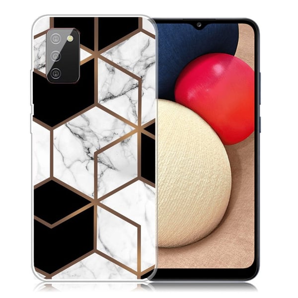 Marble Samsung Galaxy A02s Etui - Klinkekule Terning i Black og Hvit