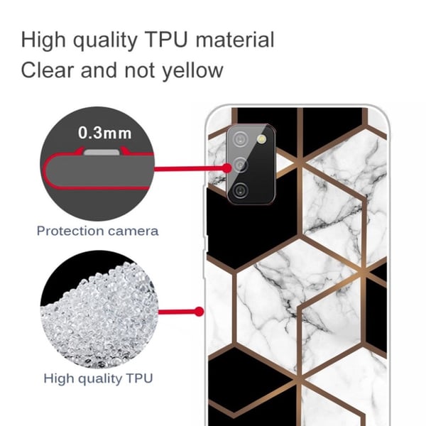 Marble Samsung Galaxy A02s Etui - Klinkekule Terning i Black og Hvit