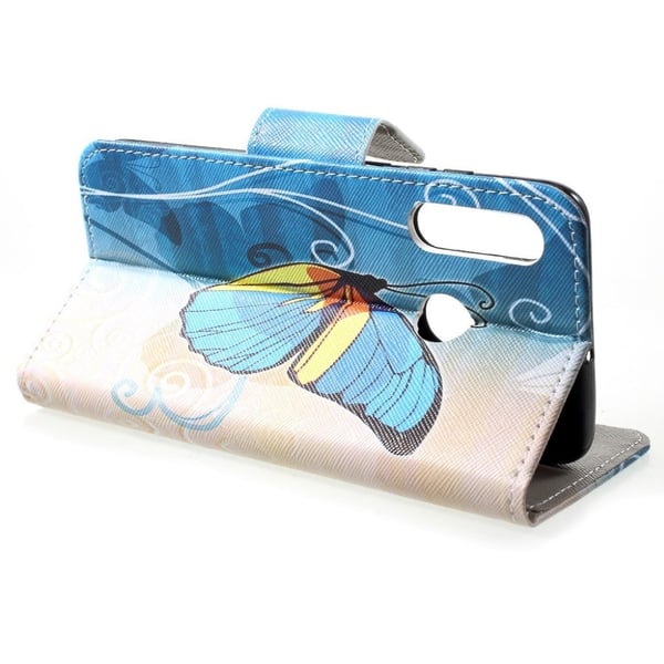 Huawei P30 Lite mønstret flipveske - Blue Butterfly