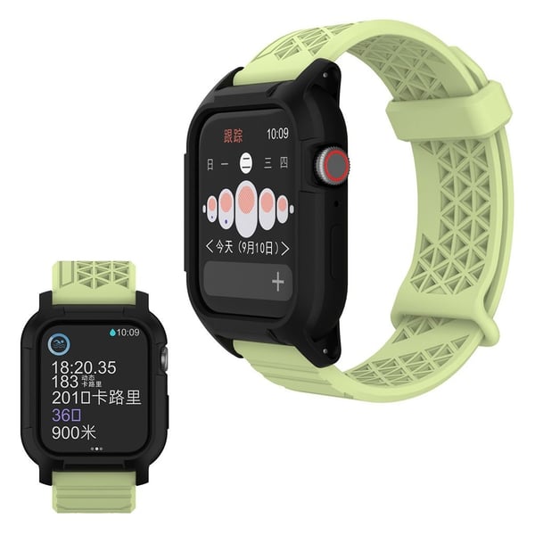 Apple Watch Series 5 44 mm slitesterkt silikonarmbånd - Cyan / Svart