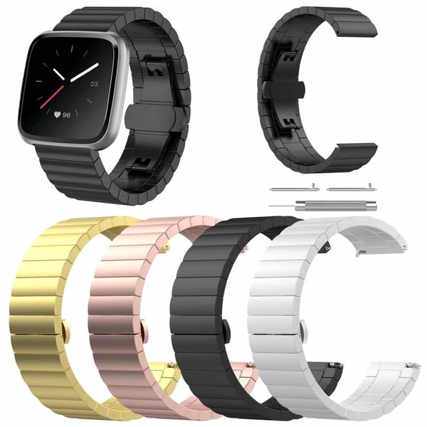 Fitbit Versa ruostumattomasta teräksestä valmistettu ranneke - Musta