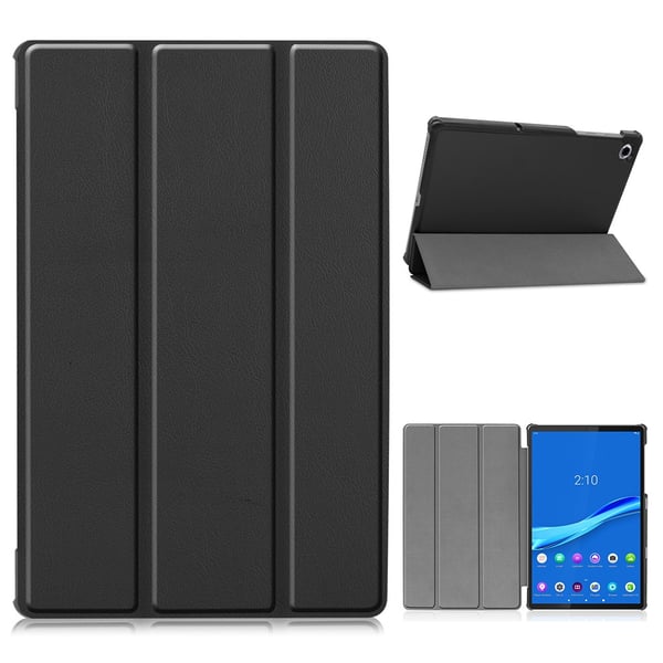 Lenovo Tab M10 FHD Plus holdbart trefoldigt læderetui - Sort Lenovo Tab M10 FHD Plus holdbart trefoldigt læderetui - Sort