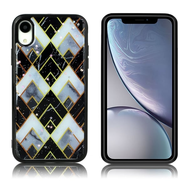 Marble iPhone Xr deksel - Forvirrende blå og svart diamant
