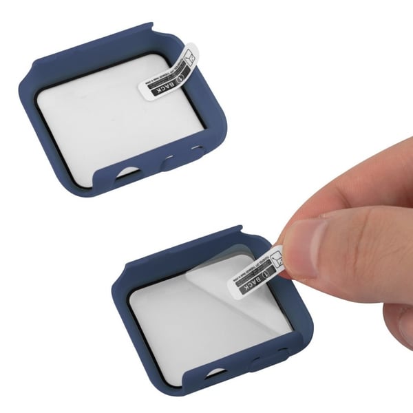 Apple Watch Series 3/2/1 42 mm deksel med herdet glass + klokkerem - Mørkeblå